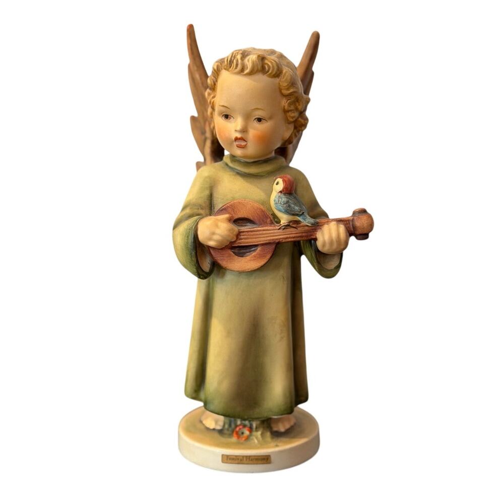 Hummel Festival Harmony Figurine 172/0 Angel, Mandolin, Bird 7 3/4" Tall 1961